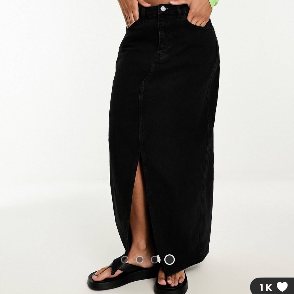 Mango Front Split Denim Maxi Skirt